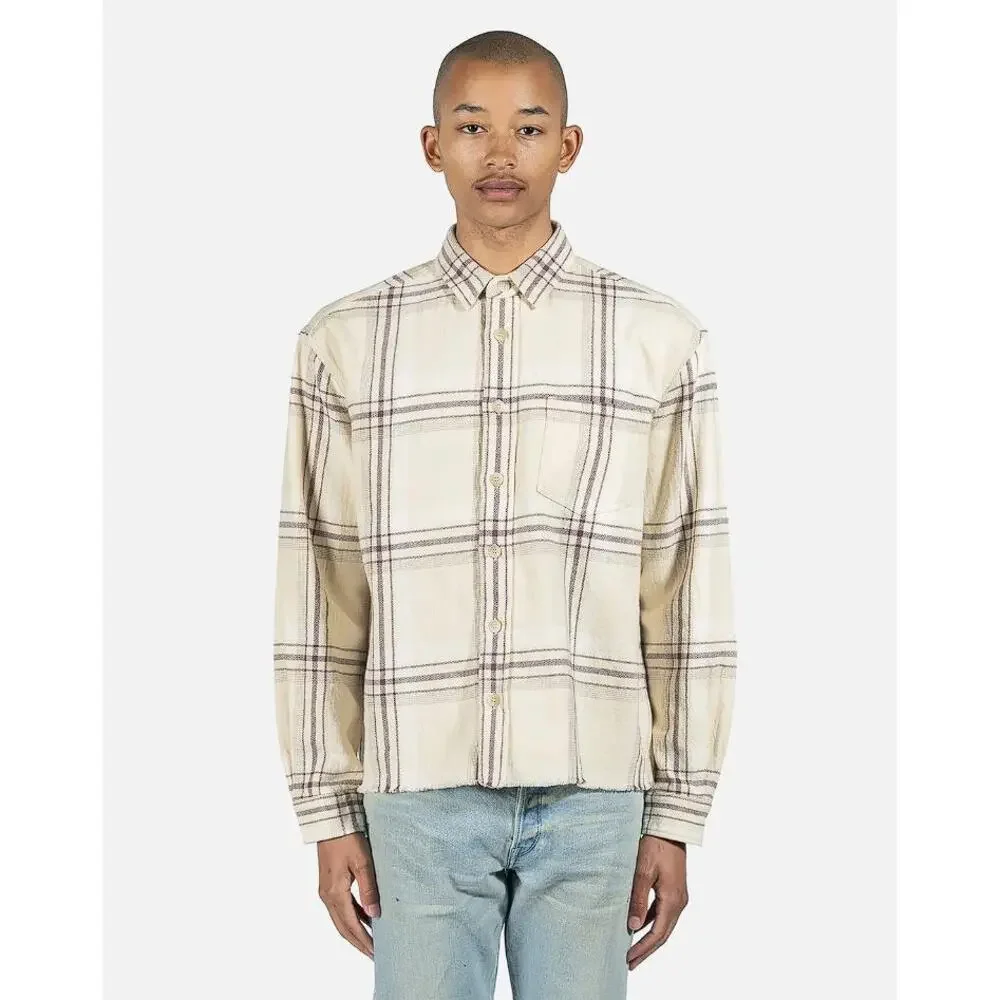 JOHN ELLIOTT Men's Hemi Oversized Shirt Size 2/M In Gobi Check